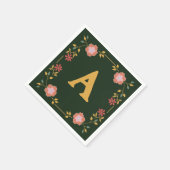 Vintage Cottage Tea Grün Monogramm Serviette (Ecke)