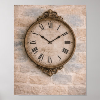 Vintage-Cottage-Wanduhr-Kunstposter Poster