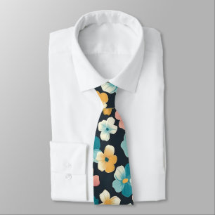 Vintage Cottagecore Blumen in Blau und Gelb Krawatte