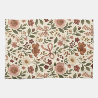 Vintage Cottagecore Blumenband Stoff | Romantisch Geschirrtuch