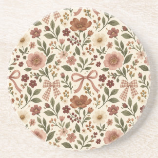 Vintage Cottagecore Blumenband Stoff | Romantisch Getränkeuntersetzer