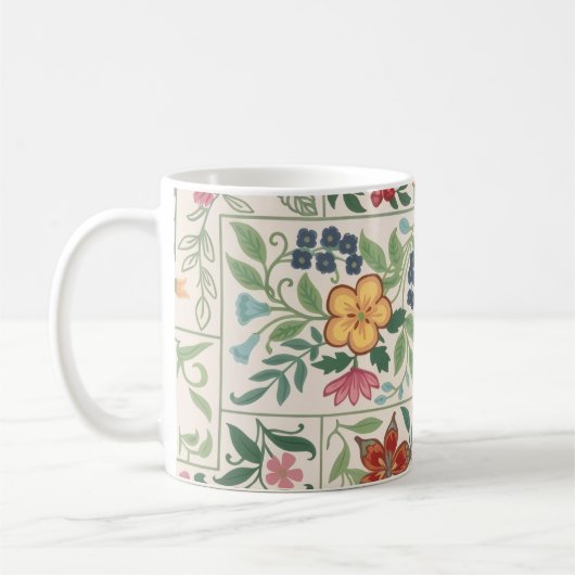 Vintage Cottagecore Blumenmuster Maßgeschneiderte Kaffeetasse (Links)