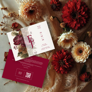 Vintage Cottagecore Botanical Garland Wedding Save Save The Date