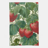 Vintage Cottagecore Botanische Erdbeere Geschirrtuch (Vertikal)