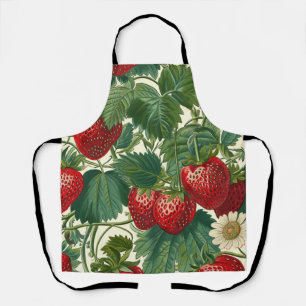Vintage Cottagecore Botanische Erdbeere Schürze