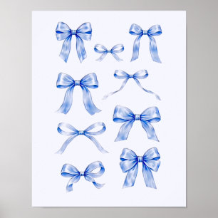 Vintage Cottagecore Elegantes Set Blaue Bänder Poster