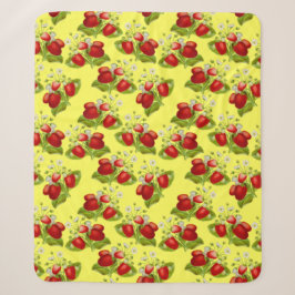 vintage cottagecore Erdbeeren gelbe Erdbeere Sherpadecke