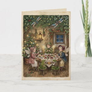 Vintage Cottagecore Frosch Fee Libelle Karte
