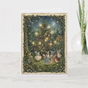 Vintage Cottagecore Frosch Fee Libelle Karte