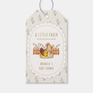 Vintage Cottagecore Hühner Blumen Baby Shower Geschenkanhänger