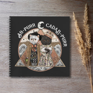 Vintage Cottagecore Katzenhexen Halloween Notizblock