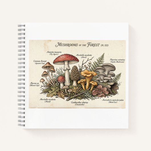 Vintage Cottagecore Pilz Journal Notizblock (Vorderseite)
