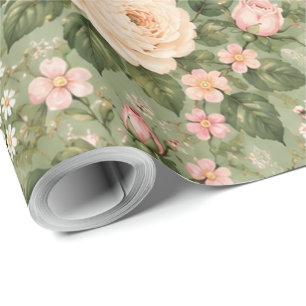 Vintage Cottagecore Rosa Rosen Blumenmuster Verpac Geschenkpapier