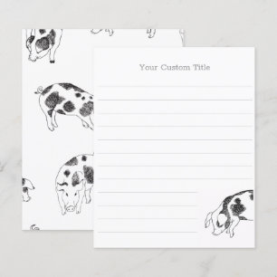 Vintage Cottagecore-Schwein LineArt Minimalist Mus
