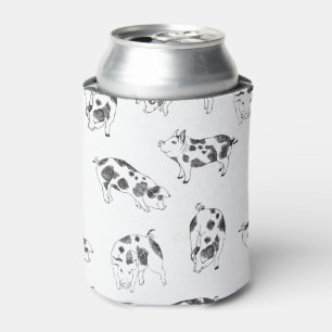 Vintage Cottagecore-Schwein LineArt Minimalist Mus Dosenkühler