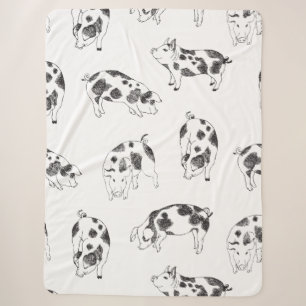 Vintage Cottagecore-Schwein LineArt Minimalist Mus Sherpadecke