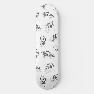 Vintage Cottagecore-Schwein LineArt Minimalist Mus Skateboard