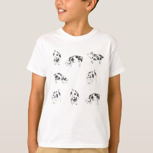 Vintage Cottagecore-Schwein LineArt Minimalist Mus T-Shirt