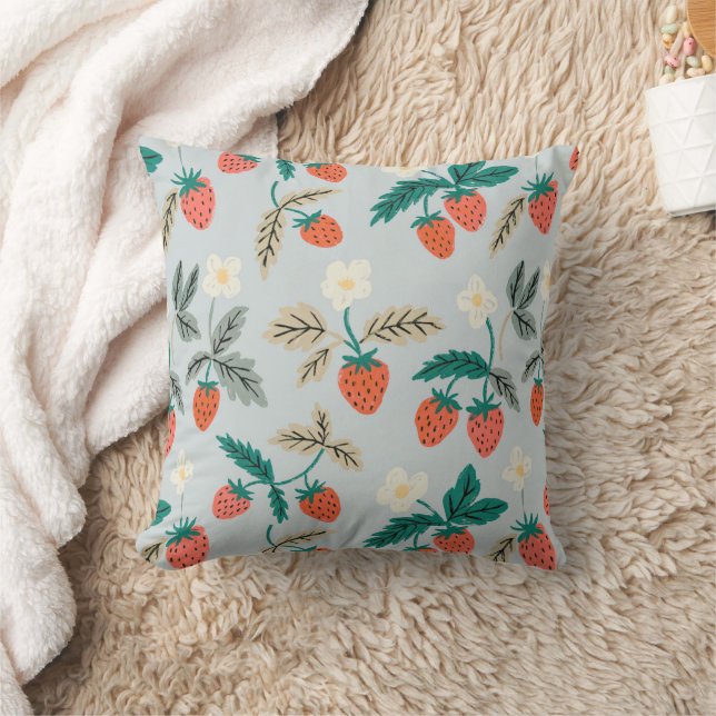 Vintage Cottagecore Strawberry Pattern Kissen (Decke)