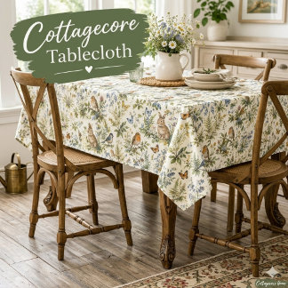 Vintage Cottagecore Waldtiere Wildblumen Tischdecke