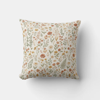 Vintage Cottagecore Wildflower Blumen Erdtöne Kissen