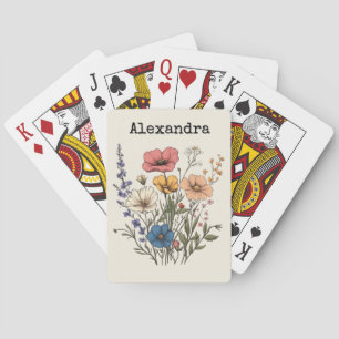 Vintage Cottagecore Wildflower-Illustration  Spielkarten