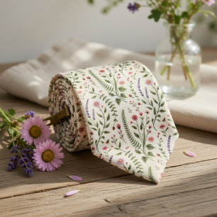 Vintage Cottagecore Wildflowers Botanisches Muster Krawatte
