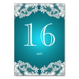 Vintage Country Blumen Design Aqua Tischnummer