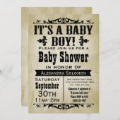 Vintage Country Boy Baby Dusche Einladung (Vorne/Hinten)