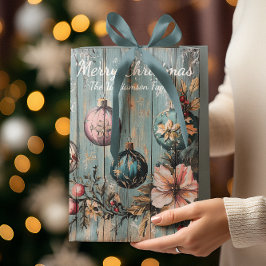 Vintage Country Christmas Rustic Farmhouse Wood Mittlere Geschenktüte