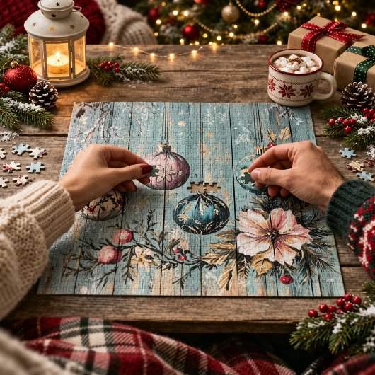 Vintage Country Christmas Rustic Farmhouse Wood Puzzle