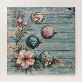 Vintage Country Christmas Rustic Farmhouse Wood Puzzle (Horizontal)