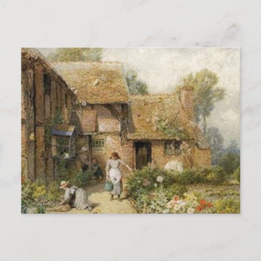 Vintage Country Cottage Chores Postkarte (Vorderseite)
