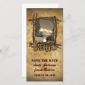Vintage Country Cowboy Hochzeit Fotokarte Save The Date (Vorne/Hinten)