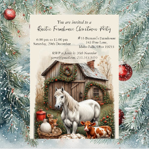 Vintage Country Farm Pferd Rustikale Weihnachtsfei Einladung