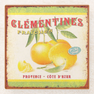 Vintage Country Französische Fruchtschaltfläche Glasuntersetzer