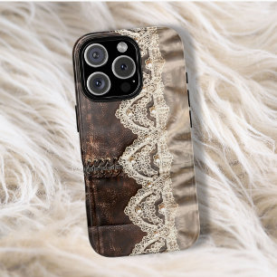 Vintage Country Leather Lace Style Women's Case-Mate iPhone 14 Pro Max Hülle