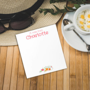 Vintage Country orangefarbene rote Wildblumen-Aqua Notizblock