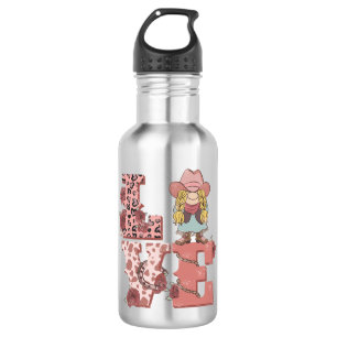 Vintage Country-Style "Liebe" mit einem blonde Cow Edelstahlflasche