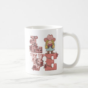 Vintage Country-Style "Liebe" mit einem blonde Cow Kaffeetasse