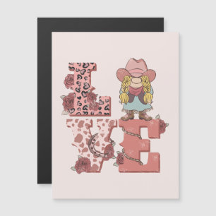 Vintage Country-Style "Liebe" mit einem blonde Cow Magnetkarte