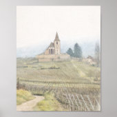 Vintage Countryside Church Sketch – Rustic Vineyar Poster (Vorne)