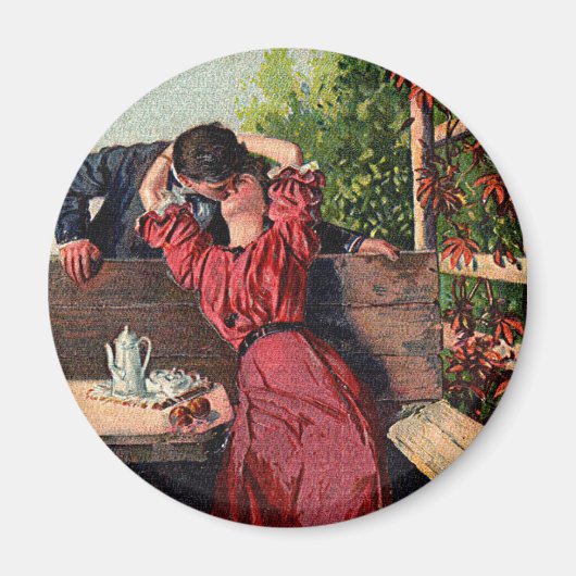 Vintage Couple Kissing Valentines Magnet (Vorne)