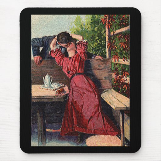 Vintage Couple Kissing Valentines Mousepad (Vorne)