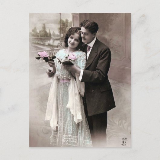 Vintage Couple-Liebe Postkarte (Vorderseite)