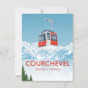 Vintage Courchevel Frankreich Skigondel Berg Postkarte