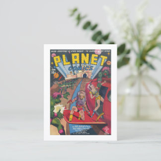 Vintage-Cover eines Science-Fiction-Comicbuchs Postkarte
