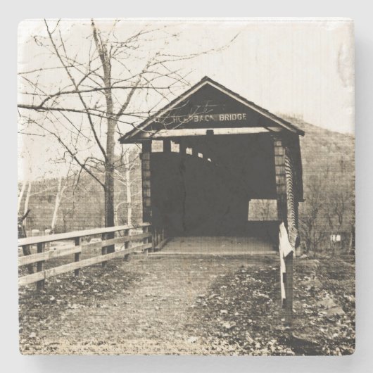 Vintage Covered Bridge Steinuntersetzer (Vorderseite)