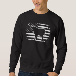 Vintage Cow American Flag Farm Animal Patriotic Fa Sweatshirt