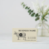 Vintage Cow Blankon Monogram Visitenkarte (Stehend Vorderseite)